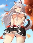  animal_ears azur_lane monyu_(monyupop) tail underboob yuudachi_(azur_lane) 