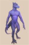  anthro biped flaccid hi_res klongi male muscular penis scalie simple_background smile standing 