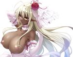  breasts cropped dark_skin elbow_gloves gloves kouki_kuu long_hair nipples pointed_ears sandaime_muramasa soukou_akki_muramasa wedding_attire white white_hair yellow_eyes 