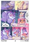  2019 anthro anthrofied balls big_breasts blush bodily_fluids breasts clothing comic corset curvaceous curvy_figure dialogue fellatio female foreskin hi_res humanoid_penis lingerie male meowth night nintendo oral penile penis pok&eacute;mon pok&eacute;mon_(species) pok&eacute;morph purugly sex size_difference sparkles surprise sweat tentabat thick_thighs titfuck tree video_games voluptuous 