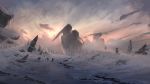  16:9 2019 day detailed_background digital_media_(artwork) dragon duo hi_res outside sky snow standing themefinland unknown_species 