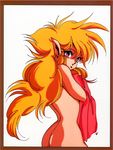  80s artist_request ass blonde_hair iczer-1 iczer_(series) long_hair nude oldschool pink_eyes pointy_ears solo tatakae!!_iczer-1 very_long_hair 