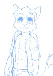  abs absurd_res athletic canid canine clothed clothing fox hi_res line_art male mammal open_shirt pecs seductive sharparadise shirt solo teenager topwear young 