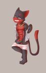  abs boxers_(clothing) clothed clothing domestic_cat felid feline felis hi_res male mammal muscular muscular_male naughty_face necktie nomsi_(character) open_shirt pants_down partially_clothed pecs penis seductive sharparadise shirt solo topwear underwear undressing young 
