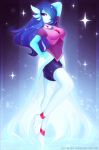  2019 absurd_res anthro breasts clothed clothing digital_media_(artwork) eyebrows eyelashes female gardevoir hair hi_res koveliana nintendo pok&eacute;mon pok&eacute;mon_(species) purple_hair solo video_games 