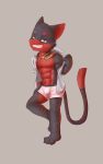  abs boxers_(clothing) bulge clothed clothing domestic_cat felid feline felis hi_res male mammal muscular muscular_male naughty_face necktie nomsi_(character) open_shirt pecs seductive sharparadise shirt solo topwear underwear undressing young 