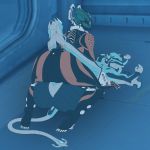  2015 alien anvil_position duo female female/female invalid_tag komissar_bav legs_up looking_at_viewer lying on_back pussy selfcest sex square_crossover tenno valkyr_(warframe) video_games warframe 