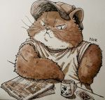  2017 anthro clothed clothing domestic_cat felid feline felis hat headgear headwear hi_res homebearstudio mammal nairi:_tower_of_shirin newspaper official_art solo video_games 