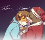  2014 anthro blush bodily_fluids christmas clothing crying duo eyes_closed eyewear glasses hat headgear headwear holidays hug humanoid_hands korokke1984 korokke_tw male mammal santa_claus sweater tears topwear ursid 