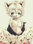  absurd_res after_sex andromorph anus bodily_fluids bottomless censor_bar chest_tuft clothed clothing cub cum cum_in_pussy cum_inside felid fur genital_fluids green_eyes hair hi_res intersex kemono leopard looking_at_viewer mammal navel nipples off_shoulder pantherine pawpads pussy short_hair solo spread_legs spreading tuft white_body white_fur white_hair yongoki young 