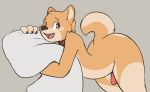  animal_genitalia anthro canid canine canis collar domestic_dog happy hi_res ketei ketei_(character) male mammal penis pillow shiba_inu smile solo spitz thick_thighs wide_hips 