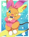  alolan_raichu blue_eyes blush breasts bunny_costume camel_toe clothing costume female headgear headwear hi_res necktie nintendo one_eye_closed pok&eacute;mon pok&eacute;mon_(species) regional_variant shirt_cuffs short_stack solo thick_thighs video_games wink 