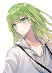  1other bangs blue_eyes closed_mouth enkidu_(fate/strange_fake) eyebrows_visible_through_hair fate/strange_fake fate_(series) green_hair hair_between_eyes hakuishi_aoi long_hair looking_away looking_to_the_side robe simple_background solo white_background white_robe 