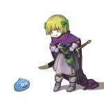  1girl blonde_hair cape character_request dragon_quest dragon_quest_v highres jun_(seojh1029) slime sword weapon white_background 