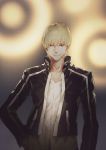  1boy blonde_hair casual earrings fate/stay_night fate_(series) gilgamesh glowing highres jewelry jun_(seojh1029) male_focus red_eyes solo 