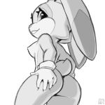  1:1 breasts butt butt_shot cream_the_rabbit female hand_on_butt lagomorph leporid looking_at_viewer looking_back mammal monochrome nipples rabbit solo sonic_the_hedgehog_(series) xylas 