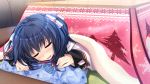  blue_hair clochette game_cg kokorone=pendulum! kotatsu oshiki_hitoshi sleeping tatenokawa_tsumuri 