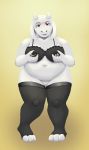  2019 anthro big_breasts bodily_fluids boss_monster bovid bra breasts caprine clothing digital_media_(artwork) female hand_on_breast hi_res kreatohr lactating lactating_through_clothing legwear lingerie looking_at_viewer mammal mature_female nipple_grab nipples overweight overweight_female simple_background solo thick_thighs thigh_highs toriel translucent undertale underwear video_games wet wet_clothing 