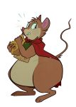  alpha_channel anthro belly blue_eyes cape clothing don_bluth female food hi_res holding_object mammal mostly_nude mouse mrs._brisby murid murine overweight ridiculouscake rodent solo the_secret_of_nimh 