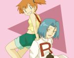  blue_eyes blue_hair green_eyes kasumi_(pokemon) kevin_c_vireger kojirou_(pokemon) orange_hair pokemon pokemon_(anime) team_rocket 