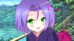  1boy blue_hair crossdressing green_eyes japanese_clothes kamex_nakasho kimono kojirou_(pokemon) pokemon 