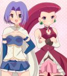  blue_eyes blue_hair crossdressing green_eyes kamex_nakasho kojirou_(pokemon) musashi_(pokemon) pokemon red_hair team_rocket 