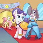  1:1 angel_(mlp) anthro blue_eyes clothed clothing crossover digital_media_(artwork) disney empyu equid equine female feral fluttershy_(mlp) friendship_is_magic group hair horse judy_hopps lagomorph leporid mammal my_little_pony pink_hair pony purple_eyes purple_hair rabbit rarity_(mlp) zootopia 