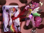  2015 4:3 bdsm blood bodily_fluids bondage bound cannibalism death disembowelment duo earth_pony equid equine female feral friendship_is_magic gore hair horse kushina13 mammal multicolored_hair multicolored_tail my_little_pony organs pink_hair pinkamena_(mlp) pinkie_pie_(mlp) pony pterippus rainbow_dash_(mlp) rainbow_hair rainbow_tail torture wings 