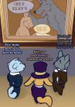  2019 anthro canid canine canis clothed clothing comic dialogue digital_media_(artwork) english_text fur hare hi_res lagomorph leporid lirkov male mammal open_mouth rope text wolf 