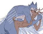  5:4 anal anal_penetration beastars bed bed_sheet bedding canid canine canis caryfurry cervid cervine furniture hand_holding legosi_(beastars) louis_(beastars) male male/male mammal morning nude penetration red_deer romantic_couple sex teenager wolf young 