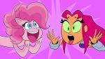  alien blue_eyes equid equine friendship_is_magic fur green_eyes hair hi_res hooves horse humanoid making_faces mammal my_little_pony my_little_pony:_pony_life pink_body pink_fur pink_hair pinkie_pie_(mlp) pony scobionicle99 starfire teen_titans tongue tongue_out 