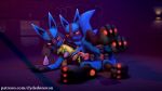  16:9 3d_(artwork) anal anthro balls big_balls blue_body blue_fur bodily_fluids butt clyde_donovan_(artist) digital_media_(artwork) fur graffiti inside knot lucario male male/male nintendo penis pok&eacute;mon pok&eacute;mon_(species) sex video_games 