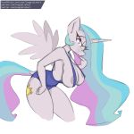  1:1 anthro big_breasts breasts clothing equid female friendship_is_magic horn huge_breasts longtailshort mammal my_little_pony princess_celestia_(mlp) swimwear winged_unicorn wings 
