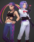  apple_brk blue_hair green_eyes kojirou_(pokemon) plumeri_(pokemon) plumeria pokemon pokemon_(anime) team_rocket 