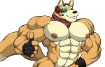  abs anthro biceps black_nose brown_nipples butt canine clothed clothing digital_media_(artwork) dirty-canvas fingerless_gloves fox fox_mccloud fur gloves headwear huge_muscles looking_at_viewer male mammal multicolored_fur muscular muscular_male nintendo nipples oekaki pecs scarf serratus simple_background smile solo star_fox tan_fur topless triceps video_games white_background 
