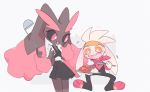  2019 duo female food hi_res larger_female lopunny male masayo nintendo pok&eacute;mon pok&eacute;mon_(species) raboot size_difference smaller_male smile tongue tongue_out video_games 