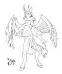  animal_genitalia balls baphomet_(disambiguation) barbed_penis boo3 bovid breasts caprine demon genital_piercing goat gynomorph hi_res hyper intersex mammal nipples penis piercing sheath 