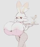  2019 anthro areola big_breasts blush bow_tie breasts bunny_costume carrot cleavage clothed clothing condom costume digital_media_(artwork) female food fur hand_on_breast hi_res huge_breasts hyper hyper_breasts lagomorph looking_at_viewer mammal navel nintendo plant pok&eacute;mon pok&eacute;mon_(species) scorbunny simple_background smile solo v_1_2 vegetable video_games 