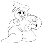  2019 4_fingers areola big_breasts black_and_white black_sclera blush breast_grab breast_squish breasts clothing eyelashes female fingers hair hand_on_breast hatterene headgear headwear huge_breasts humanoid kneeling long_hair meirdent monochrome nintendo nipples not_furry nude pok&eacute;mon pok&eacute;mon_(species) pose pussy smile solo squish thick_thighs video_games wide_hips 
