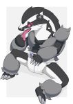  ambiguous_gender anthro bodily_fluids claws diaper drooling embarrassed hi_res nintendo nyanyakotarou obstagoon open_mouth pok&eacute;mon pok&eacute;mon_(species) saliva sitting solo sweat tears teeth tongue video_games 