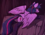  2019 bed blackkaries clothing cutie_mark detailed_background digital_media_(artwork) equid eyebrows eyelashes feathered_wings feathers female feral friendship_is_magic furniture hair hi_res hooves horn lingerie mammal my_little_pony on_bed purple_body purple_eyes purple_feathers purple_hair solo twilight_sparkle_(mlp) winged_unicorn wings 