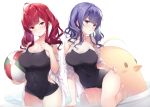  anthropomorphism azur_lane black_hair breasts brown_eyes manjuu_(azur_lane) photoshop pola_(azur_lane) purple_eyes red_hair scan senji_(tegone_spike) short_hair swimsuit twintails white zara_(azur_lane) 