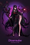  1girl black_hair breasts cleavage collar dress drogod dungeon_and_fighter hair_ornament highres large_breasts long_hair sorcerer very_long_hair 