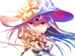  1girl abigail_williams_(fate/grand_order) bow fate/grand_order fate_(series) glowing glowing_eye hat highres keyhole long_hair portrait red_eyes white_background witch_hat 