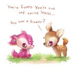  2019 2_heads absurd_res ambiguous_gender cervid chibi duo flower hi_res holivi mammal multi_head plant 