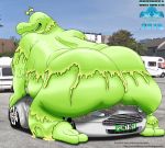  anthro astonmartin benewell big_(disambiguation) butt car carpark crush gastropod gooey heavy hi_res invalid_tag justmegagabewell mollusk obese overweight slime slug slug_(justmegabenewell) solo sr71beta teasing vehicle vehicles 