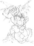  2018 4_fingers absurd_res activision anthro badcoyote balls barbed_penis barefoot biceps biped black_and_white bubba_(spyro) circumcised claws clenched_fists clothed clothing digital_drawing_(artwork) digital_media_(artwork) dragon erection fangs fingers fist front_view full-length_portrait grin hi_res horn humanoid_penis jewelry looking_at_viewer male membrane_(anatomy) membranous_wings monochrome muscular muscular_male necklace open_mouth pecs penis pinup portrait pose scales scalie sharp_teeth simple_background smile solo spyro_reignited_trilogy spyro_the_dragon standing teeth toes vein veiny_penis video_games white_background wings wristband 