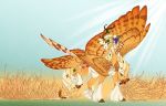  2019 absurd_res applejack_(mlp) blonde_hair cutie_mark day detailed_background digital_media_(artwork) equid feathered_wings feathers friendship_is_magic fur green_eyes hair hi_res hooves horn mammal my_little_pony outside tan_body tan_feathers tan_fur turnipberry winged_unicorn wings 