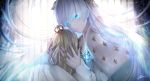  anastasia_(fate/grand_order) aqua_eyes cape doll fate/grand_order fate_(series) long_hair signed tenyo0819 white_hair 