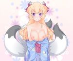  &lt;3 &lt;3_eyes 2019 animal_humanoid asian_clothing big_breasts blonde_hair blush breasts canid canid_humanoid canine canine_humanoid clothing east_asian_clothing exposed_breasts eyebrows female fox_humanoid hair humanoid japanese_clothing long_hair looking_at_viewer mammal mammal_humanoid multi_tail onirin smile solo yukata 